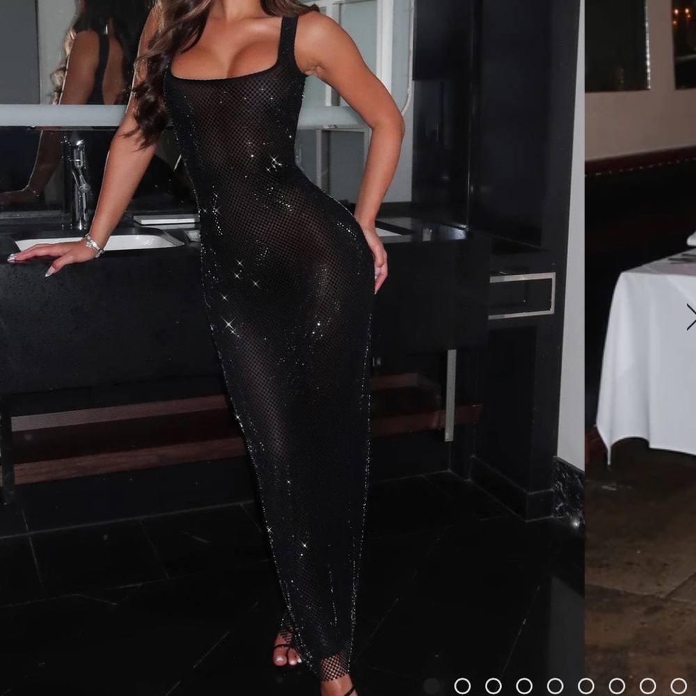 Black rhinestoned maxi dress